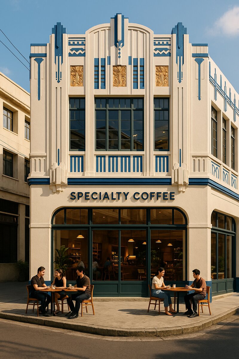 Restored vintage building on Escolta housing modern cafe