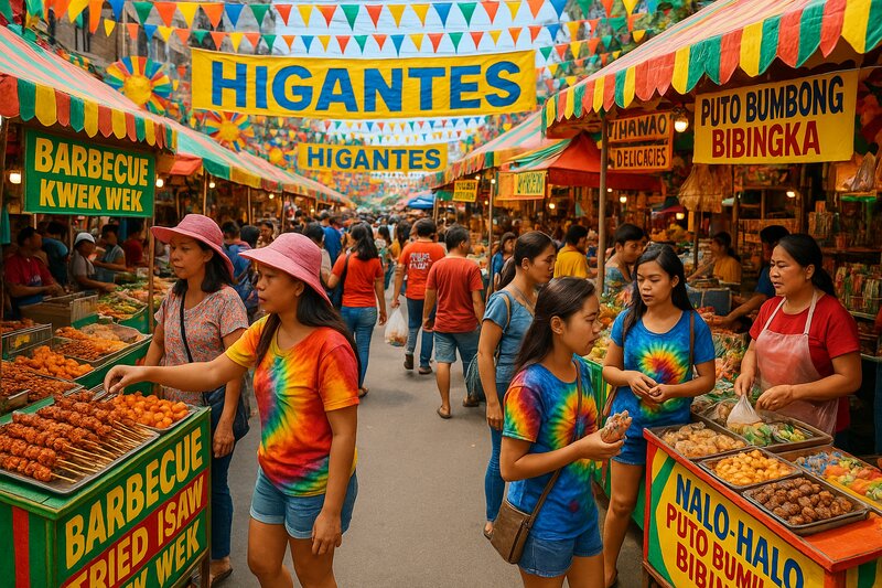 Food vendors and market stalls during the festival