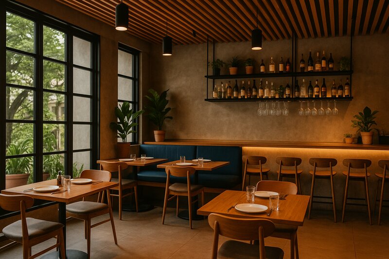 Street ambiance with outdoor dining