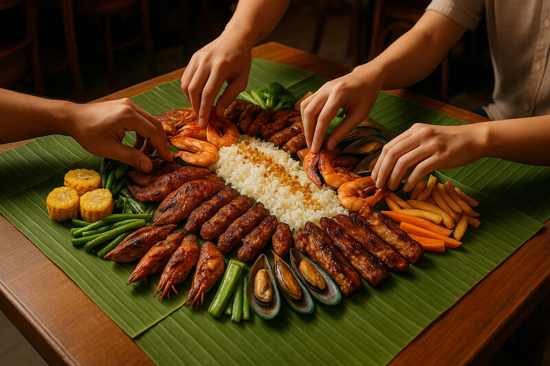 Kamayan-style meal at a Maginhawa restaurant