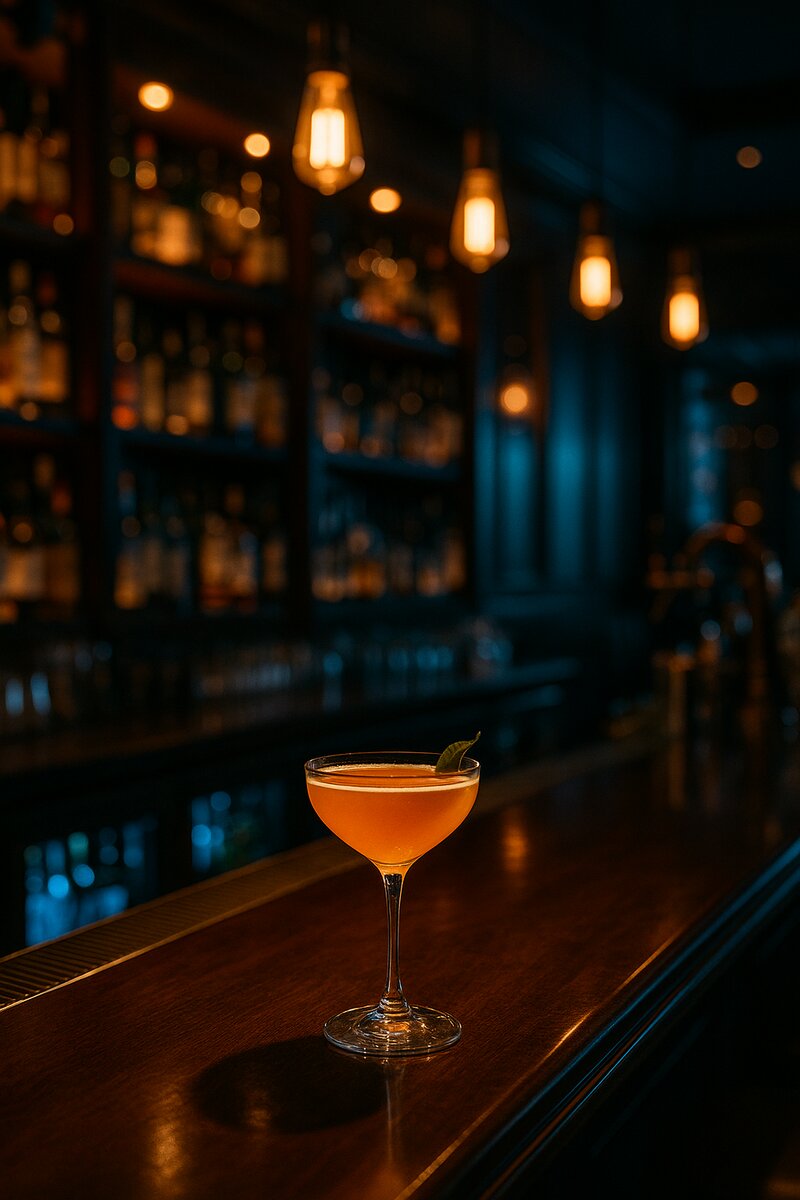Sophisticated cocktail bar interior with mood lighting and craft cocktails in Manila