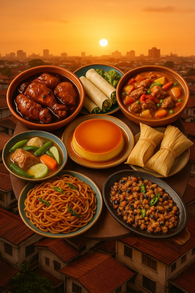 Array of iconic Manila dishes representing 400 years of culinary history