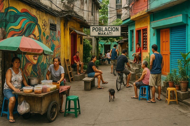 Street art and local neighborhood scenes in Makati's cultural districts