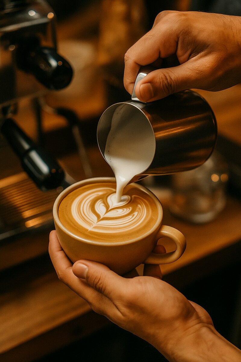Close-up of specialty coffee being prepared with professional skill