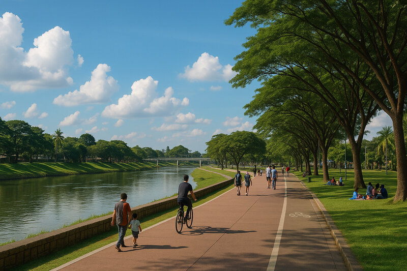 Marikina River Park with walkways and greenery