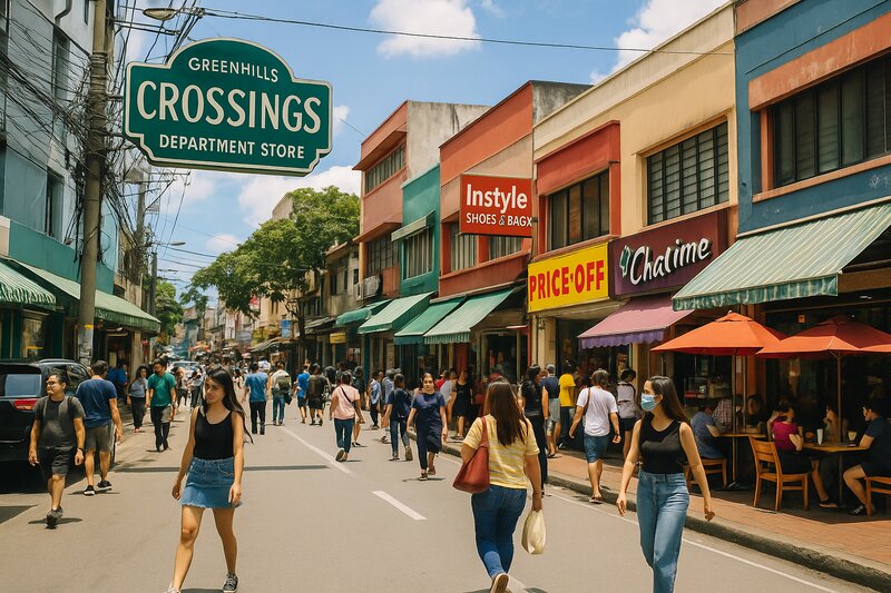 Shopping area with pedestrian activity